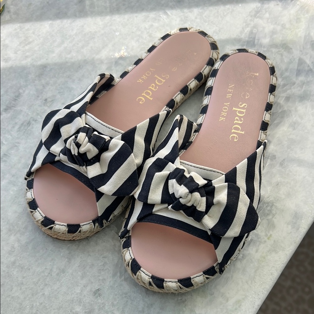 Kate Spade dark Navy and White Striped Sandals